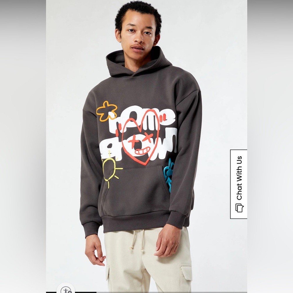 PacSun Home Grown Charcoal Graphic Hoodie. Size L. EUC